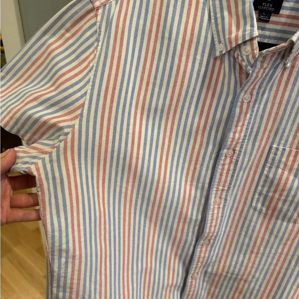 J. Crew ** Short-Sleeve Button-Down Shirt in Blue, Pink & White